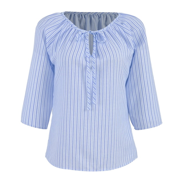 Blusa George para Mujer, Manga Ranglan con Plisado en Escote con Jareta Azul Talla M