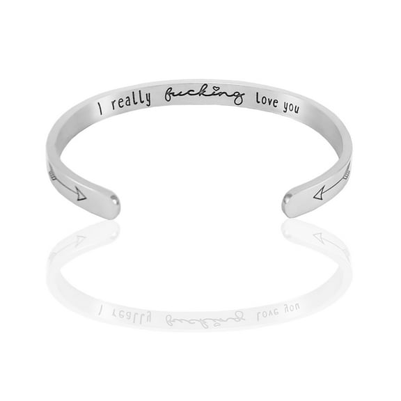 Engraved Inspirational Stainless Steel Cuff Bracelets Personalized Gift for Mom, Teens, and more