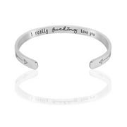 Engraved Inspirational Stainless Steel Cuff Bracelets Personalized Gift for Mom, Teens, and more
