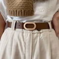 thumbnail image 2 of Women Belt Luxury Designer Needle Hole Adjustable Belt Buckle Fashion Leather Jeans Waistband Girl High Quality Female Belts New (black,95cm), 2 of 7