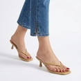 thumbnail image 2 of Cushionaire Miami Kitten Heel Sandals for Women - Soft Vegan Leather Thong Heeled Sandals with Memory Foam Padding & Non-Slip Outsole for All-Day Comfort, Comfortable Heels for Summer, 2 of 14