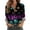 Purple, variant on Women's Halloween Pumpkin Print Button Down Shirt, Long Sleeve Casual Blouse, Festive Holiday Tops for Party and Daily Wear