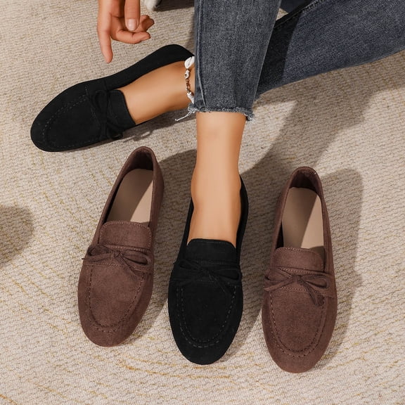 Miluxas Womens Suede Loafers,Walking Flats Shoes for Women,Slip on Ballet Flats Casual Shoes Brown 9(42)