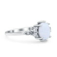 thumbnail image 2 of Blue Apple Jewelry Co. Oval Art Deco Engagement Ring Lab Created White Opal 925 Sterling Silver, 2 of 5