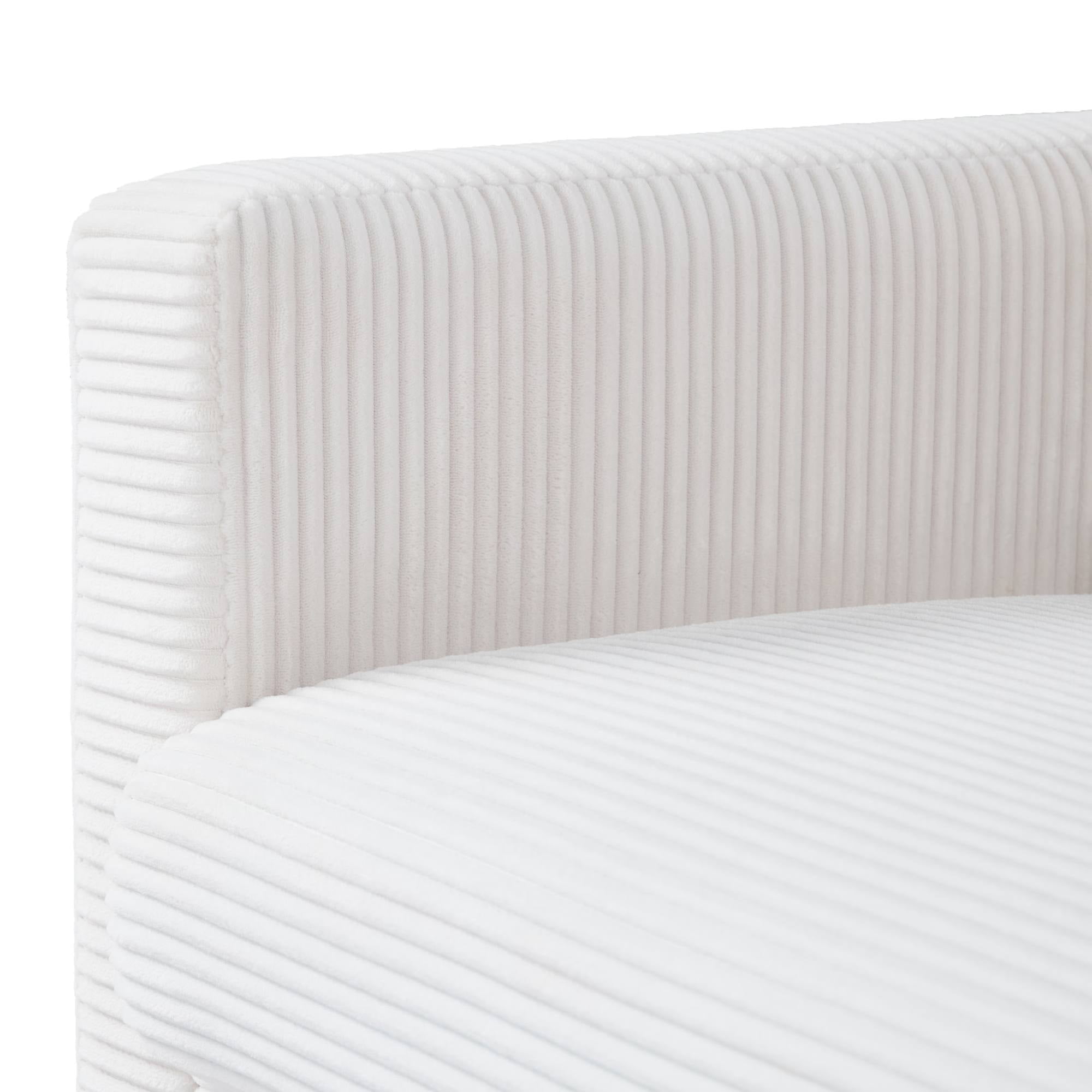 Comfy Futon Sofa Corduroy Loveseat Couch with Pillow Cushion, Modern Sleeper Sofa Couch with Solid Leg for Living Room,Bedroom, Beige