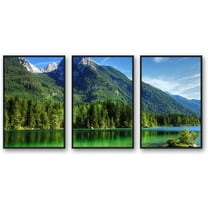 IDEA4WALL Framed Wall Art Print Set Green Mountain Landscape with Neon Lake Nature Wilderness Photography Realism Rustic Scenic Colorful Ultra for Living Room, Bedroom, Office - 16"x24"x3 Black
