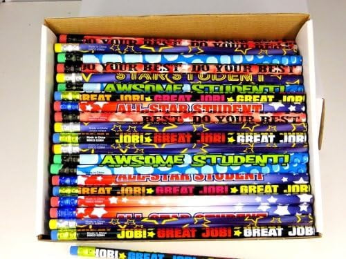 One Gross 144 Motivational Pencil Assortment 7.5" Long