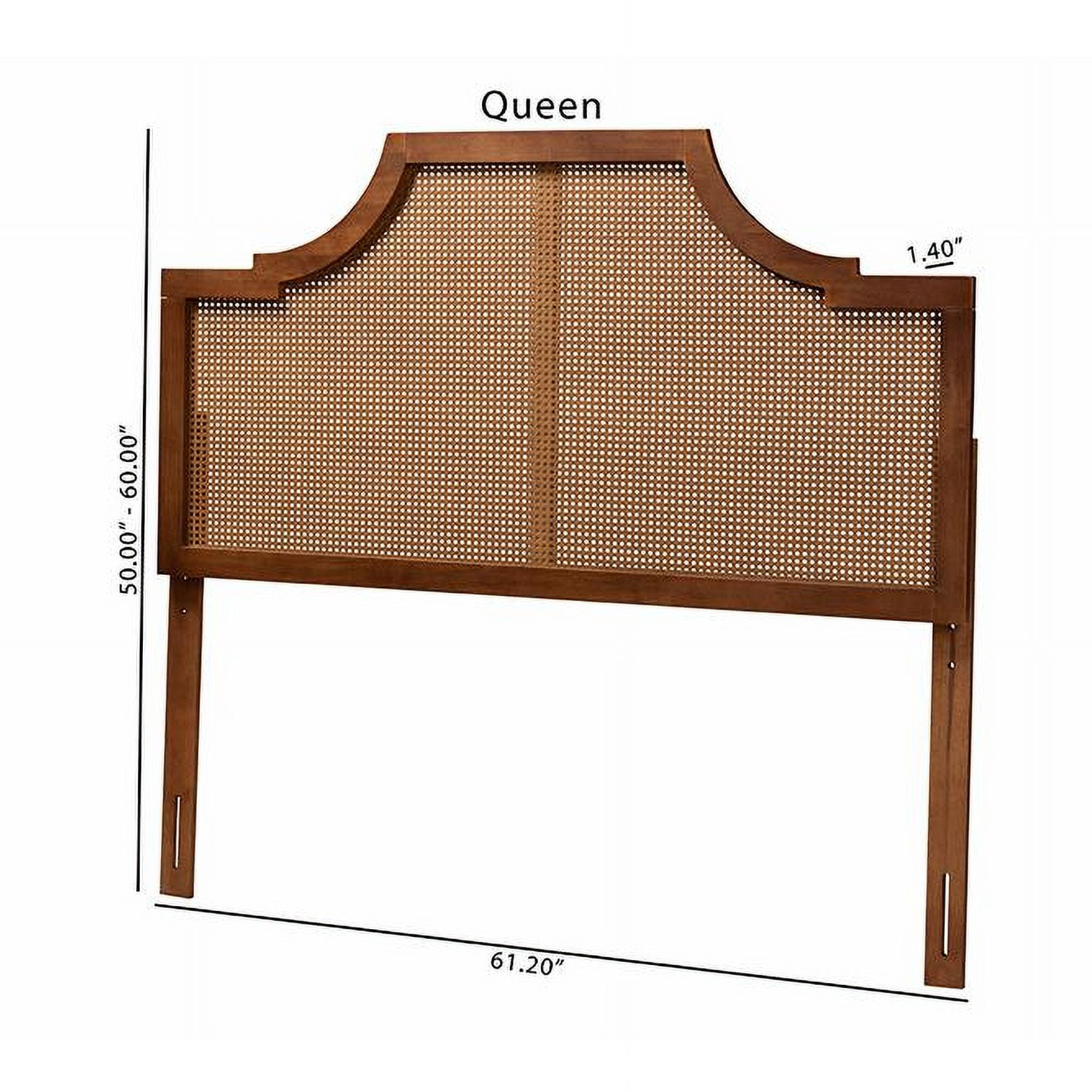 Baxton Studio Risha Ash Walnut Finished Wood and Rattan Queen Size Headboard