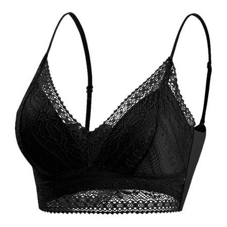 BYHONG Women Plus Size Vest Crop Wire Frees Bra Lingerie Sexy V Neck Underwear Lingerie Bars for Women Black XL