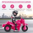 thumbnail image 4 of OLAKIDS Kids Motorcycle, 6V Electric Ride On Car with Automatic Bubble Function, Foot Pedal, Headlight, Music, 3 Anti-Skip Wheels Vehicle for Children, Toddler Ages 3+ (Pink), 4 of 10