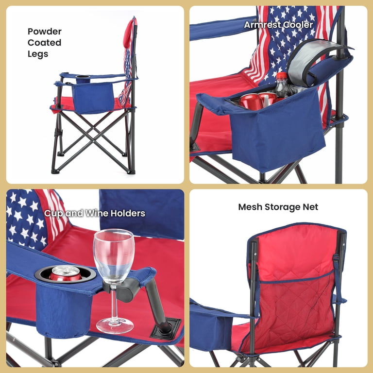 Arrowhead Outdoor Folding Camping Chair, Patriotic Flag Style  display picture 1