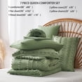 thumbnail image 6 of Davulos Tufted Comforter Set Queen Size,Sage Green Bed in a Bag 7 Pieces Shabby Chic Boho Bedding Sets with 1 Comforter,2 PillowShams,2 Pillowcases,1 Flat Sheet,1 Fitted Sheet, 6 of 9