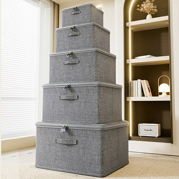 XYAIYT Large Storage Bins, Thickened Water Proof Moving Boxes for Clothes Quilts, Lightweight Folding Moving Bags with Reinforced Handle, 12x8x6in, Gray