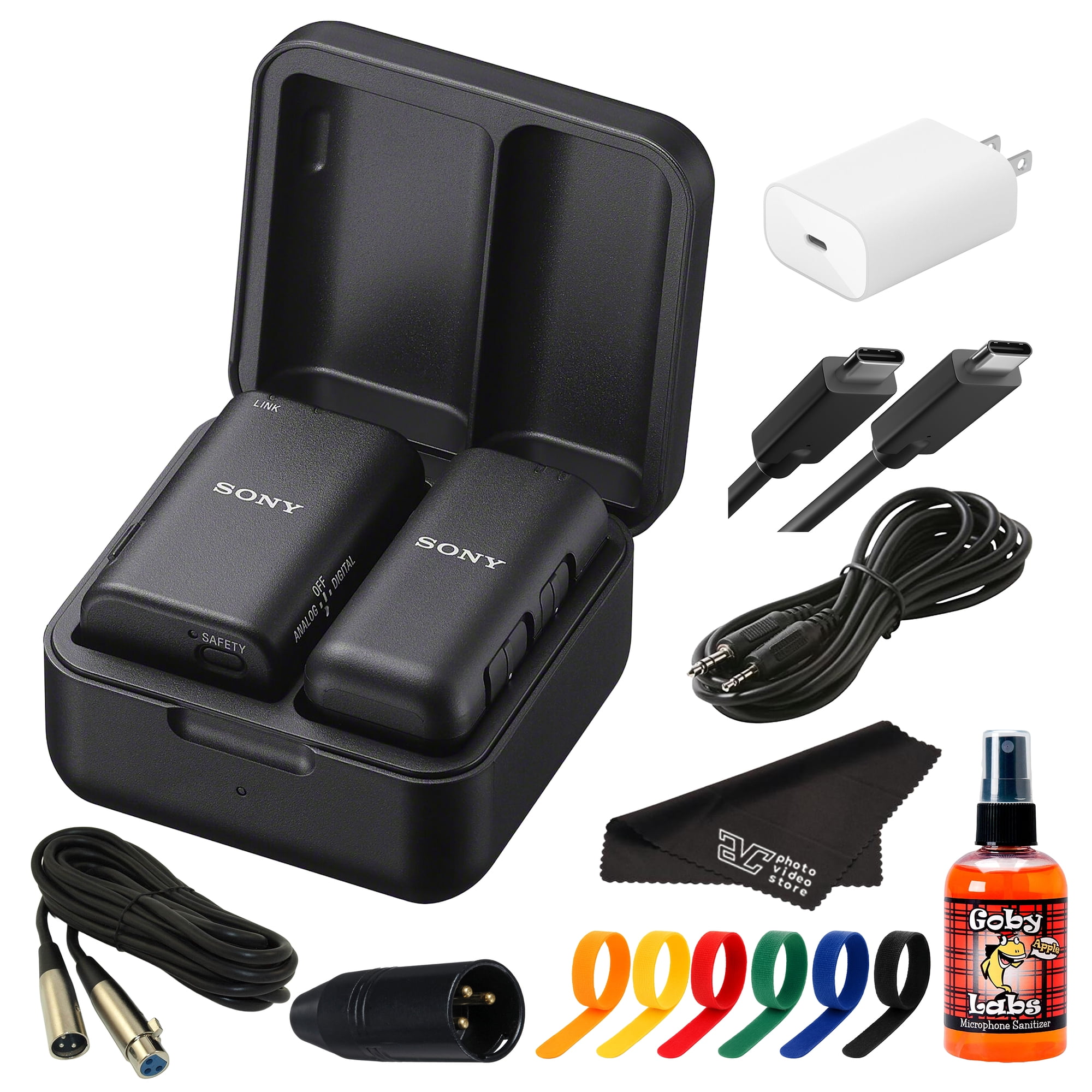Sony ECM-W3S Wireless Microphone System with Multi Interface Shoe – Dual-Channel Compact Mic – For Interviews, Content Creation, & Live Streaming | XLR to Mini Jack Converter | XLR Cable | More