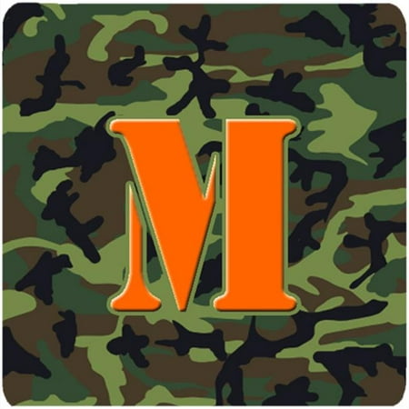 

Monogram - Camo Green Foam Coasters Initial Letter M - Set 4 3.5 x 3.5 In.