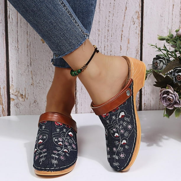 Zapatillas de verano para mujer Sandalias de tacón alto con flores