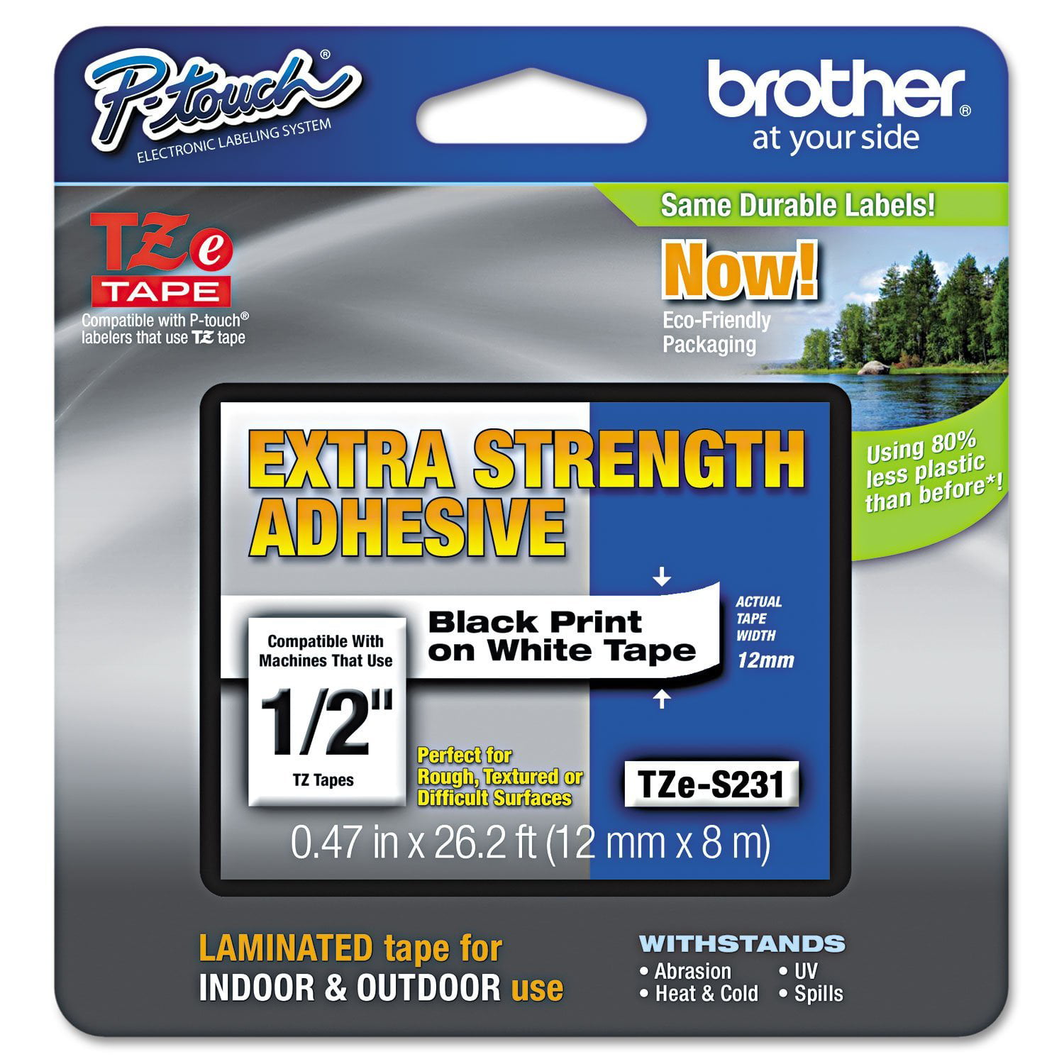 TZe-S231 Compatible with Brother Extra Strength P-touch Label Tape 12mm 5 PK 