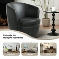 thumbnail image 3 of DREAMSIDEA Swivel Club Barrel Chair, PU Leather Swivel Accent Chair Upholstered Barrel Armchair for Living Room Modern Round Club Chair High Back- Black, 3 of 5