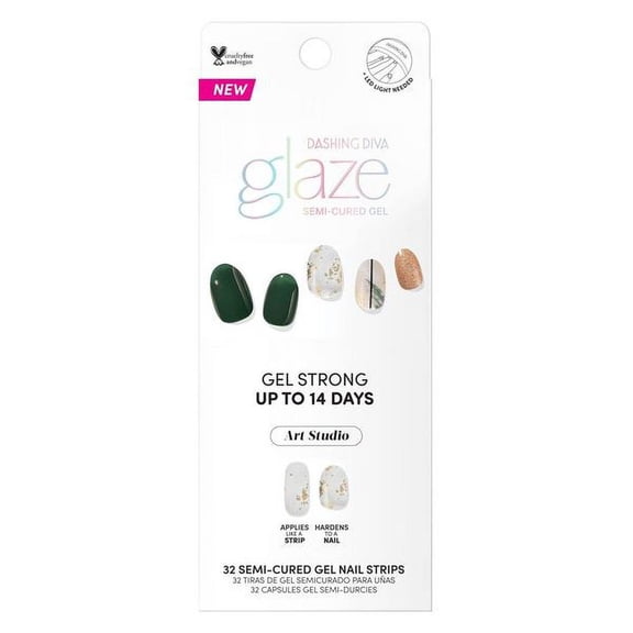 Dashing Diva Glaze Semi-Cured Gel Nails, Abstract Ivy (Packaging May Vary)