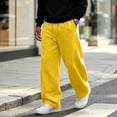 thumbnail image 2 of Men's Baggy Sweatpants Wide Leg Lounge Cotton Casual Jogging Pants With Pockets | High Waist Drawstring,Open Bottom,Workout Athletic Outfits Yellow 3XL, 2 of 7