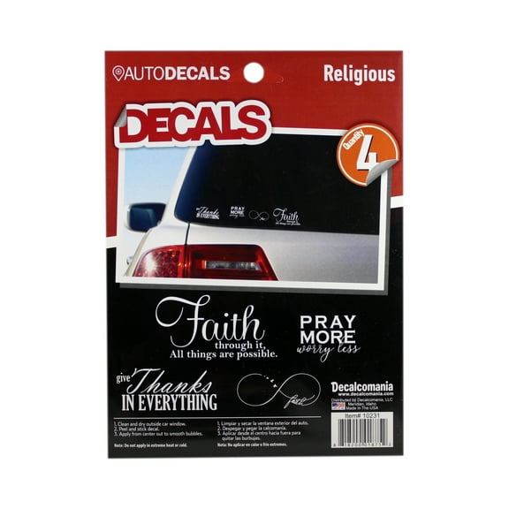 Religious Sayings Vinyl Car Sticker Brand NEW 4 Decals Faith, Pray, Give Thanks
