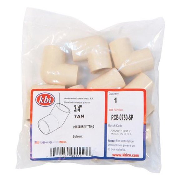 Kbi RCE-0750-SP CPVC 90 deg Elbow  Plastic - 0.75 in.