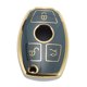 thumbnail image 1 of Funda de Llave de Auto de Silicona TPU Gris con Borde Dorado para Mercedes-Benz Clase A - 3 Botones Control Remoto, 1 of 6