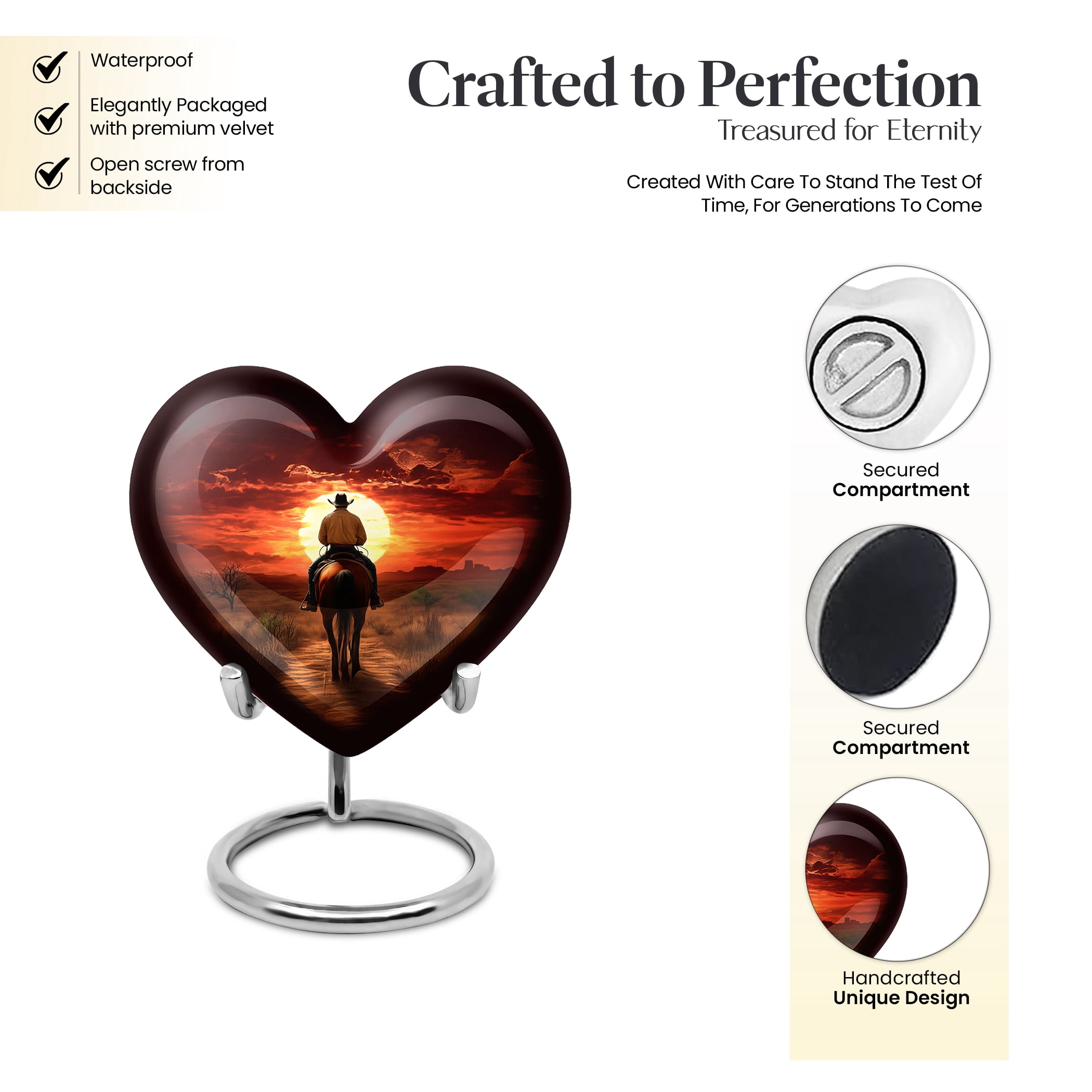 Cowboy Urn, Cremation Urns for Human Ashes, Small Keepsake Urn, Urns for Human Ashes Adult man, Small Urns Adult Male, Urns for Adult Ashes(Size - 3inch, 4 Pcs)