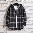 thumbnail image 4 of Breezora Men's Long Sleeve Shirt Plaid Flannel Casual Button Down Hooded Jacket Outdoor Hiking Camping Utility Shacket with Pockets L Size Black, 4 of 6