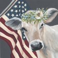 thumbnail image 2 of Norman, Michele 26x26 Black Ornate Wood Framed with Double Matting Museum Art Print Titled - Patriotic Cow, 2 of 4