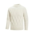 thumbnail image 1 of Pisexur Chandails Hommes Doux et Confortables Chandails d'Automne Tricot pour Hommes Col Roulé Simulé Vintage Col Rond Couleur Unie Chandail Élastique Texture Molletonnée Tendance Manteau Chandail Blanc,3TG, 1 of 2