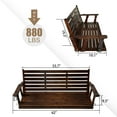thumbnail image 3 of Fortune Candy 3-Seater Wooden Porch Swing with Hanging Chains, Heavy Duty 880 lbs, Deep Brown, 3 of 11
