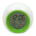 thumbnail image 1 of Reloj digital, despertador digital con luz colorida, detección de temperatura, función de repetición, funciona con pilas, multifuncional (verde), 1 of 5