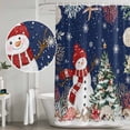 thumbnail image 4 of Navy Blue Christmas Shower Curtain Set - Long 72" x 84" Washable Bathtub Curtain with 12 Hooks, Snowman Xmas Tree Coastal Snowflake Starfish Waterproof Fabric Shower Curtains for Bathroom/Bathtub, 4 of 6