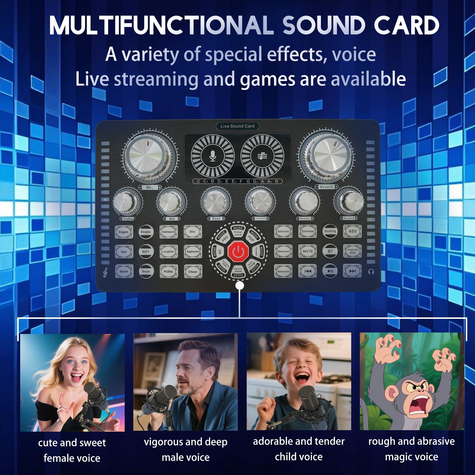 Podcast Equipment Bundle, Q7 Live Sound Card with 2 F11 Condenser Microphones for Singing Broadcast, Live Streaming, Gaming