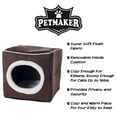thumbnail image 3 of Cat House ? Plush Enclosed Cat Bed with Removable Cushion ? Foam Pet Cave Bed for Kittens or Small Dogs up to 16lbs by Petmaker (Dark Brown), 3 of 7