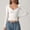 White, variant on LINGLANG Womens Long Sleeve V-Neck T-Shirt with Built-in Bra Double Seamless Support Crop Top Slim Fit Seam Cup Yoga Shirt Athletic Activewear