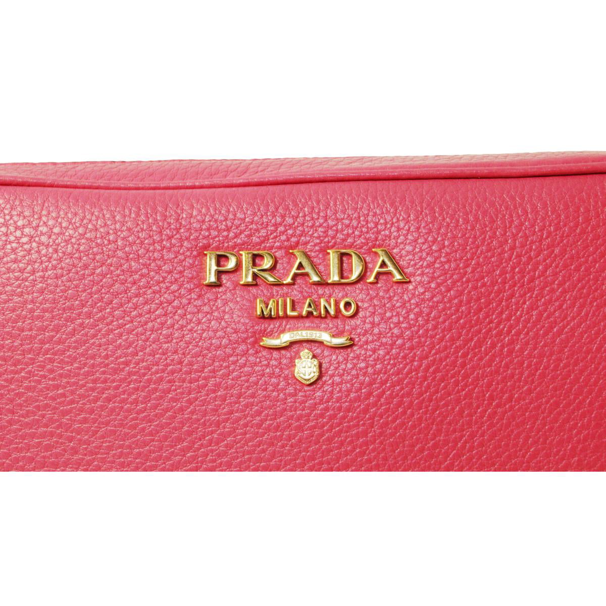 Prada Women's Black Bandoliera Vitello Phenix Leather Crossbody  Bag 1BH079