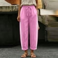 thumbnail image 4 of Hurxie Women Side Stripe Pants Y2k Elastic Waist Wide Leg Baggy Track Pant Lace Trim Parachute Pants with Pockets Pink,2XL, 4 of 7