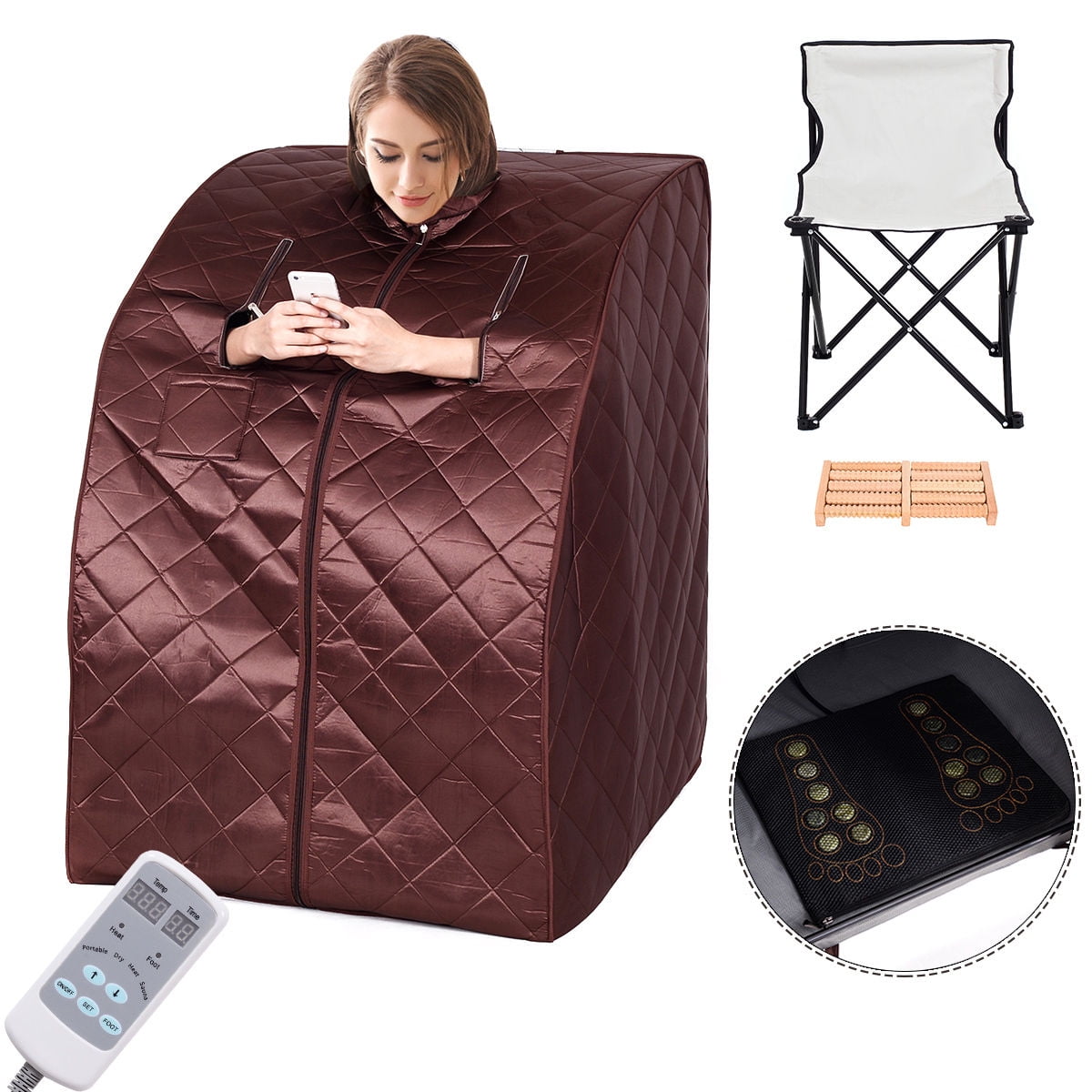 Costway Portable Far Infrared Sauna Spa Full Body Slimming Loss Weight Detox Therapy by Costway