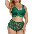 thumbnail image 1 of Bra & Brief Sets Plus Size Floral Lace V Neck High Waist Lingerie 2 Piece Set without Underwire for Seductive Comfort, 1 of 5