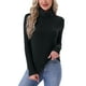 thumbnail image 1 of INSPIRAR CHIC Camisetas de Cuello Alto para Mujeres, Camisas de Manga Larga de Cuello Mock, Otoño Invierno, Camiseta Térmica Cálida, Capa Básica, Talla M, Negra, 1 of 6