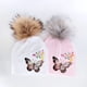 thumbnail image 2 of Gorro con pompón para bebé y niño, gorro con estampado floral de mariposa para recién nacido, a la moda, 2 of 4