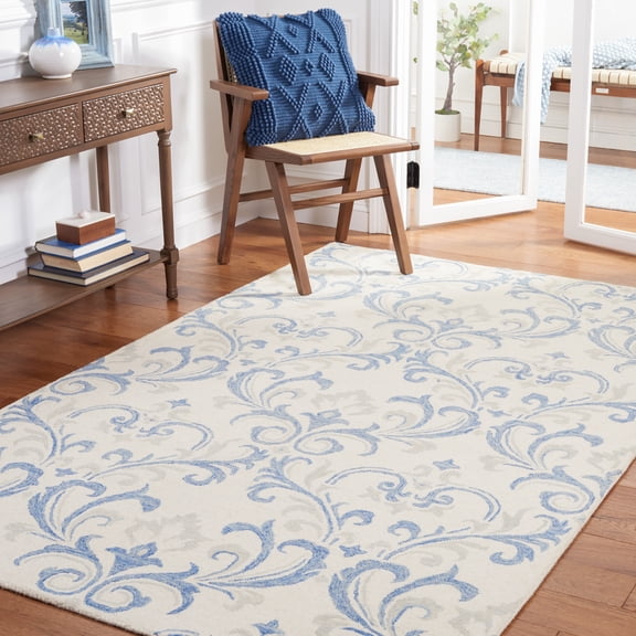 Safavieh Jardin Garrick Floral Wool Area Rug, Ivory/Blue, 5' x 8'