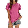 thumbnail image 1 of Blouses à Manches Courtes pour Femmes Mode Été Col Rond Uni Haut Sexy Blouse Sexy Hauts d'Été pour Femmes Hauts à Manches Courtes Blouse à Manches Courtes pour Femmes, 1 of 7
