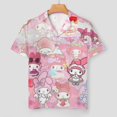thumbnail image 2 of Kuromi And My Melody Women Pajamas Set Short Sleeve Sleepwear Button Down Nightwear Soft Pjs Set with Pockets, 2 of 7