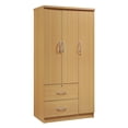 thumbnail image 1 of Hodedah Import 3 Door Armoire w/ Clothing Rod, Shelves, & 2 Drawers, Beech, 1 of 5
