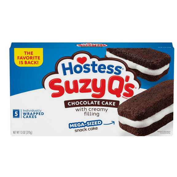(4 pack) Hostess Suzy Q’s Chocolate Snack Cakes with Creamy Filling, 13 oz Box