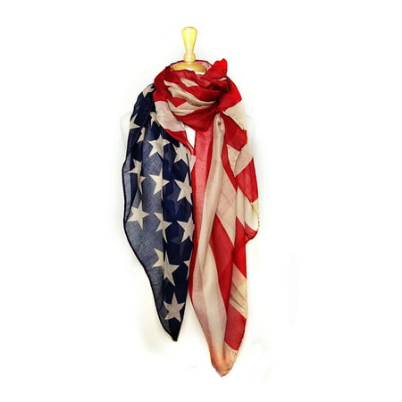 Paskmlna® - USA Patriotic American Flag Lightweight Scarf Wrap Soft ...