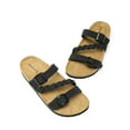 thumbnail image 4 of DREAM PAIRS Women's Slides Soft Cork Footbed Sandals Comfortable Walking Slip-on Flat Sandals Arch Support Adjustable Buckle Braided Straps Slippers, 4 of 6